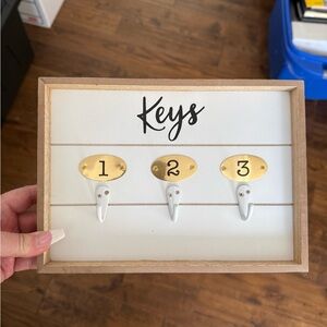 Gold and White Key Holder with Hooks